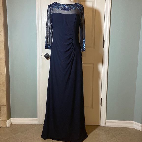 Nwt Alex Evenings Illusion Embellished A-Line Gowns - Picture 1 of 13